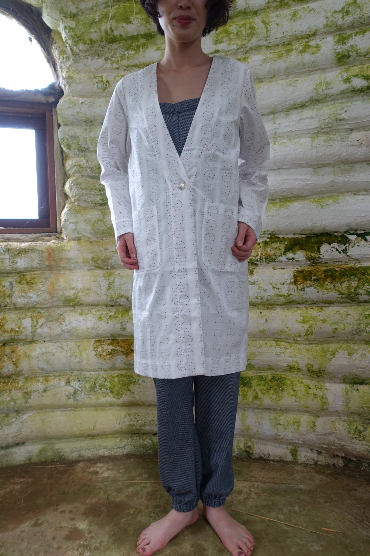 embroidered cotton haori