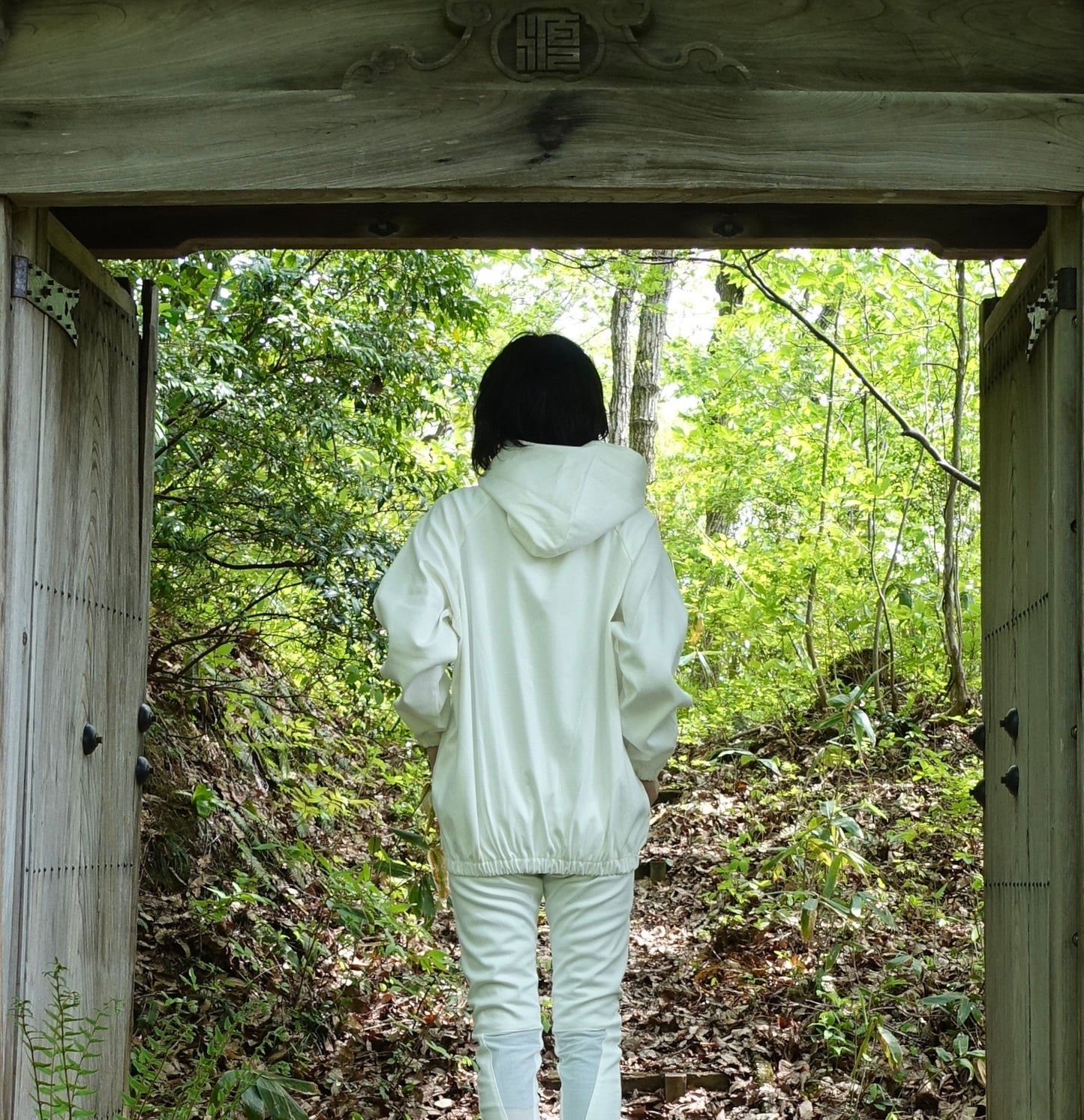 ラグランコクーンパーカー  white