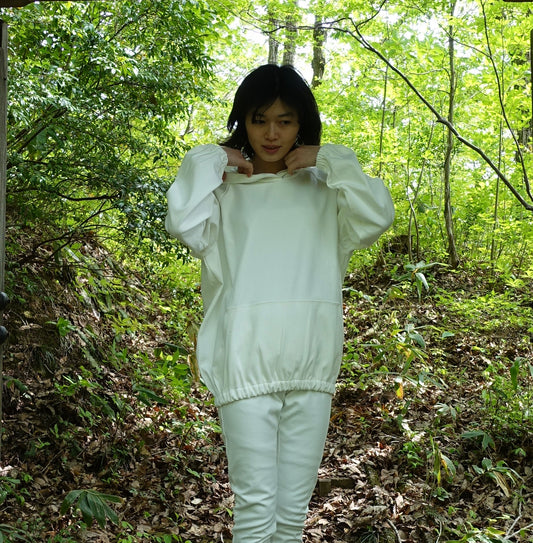 ラグランコクーンパーカー  white
